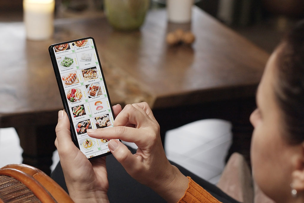 Woman ordering food on phone
