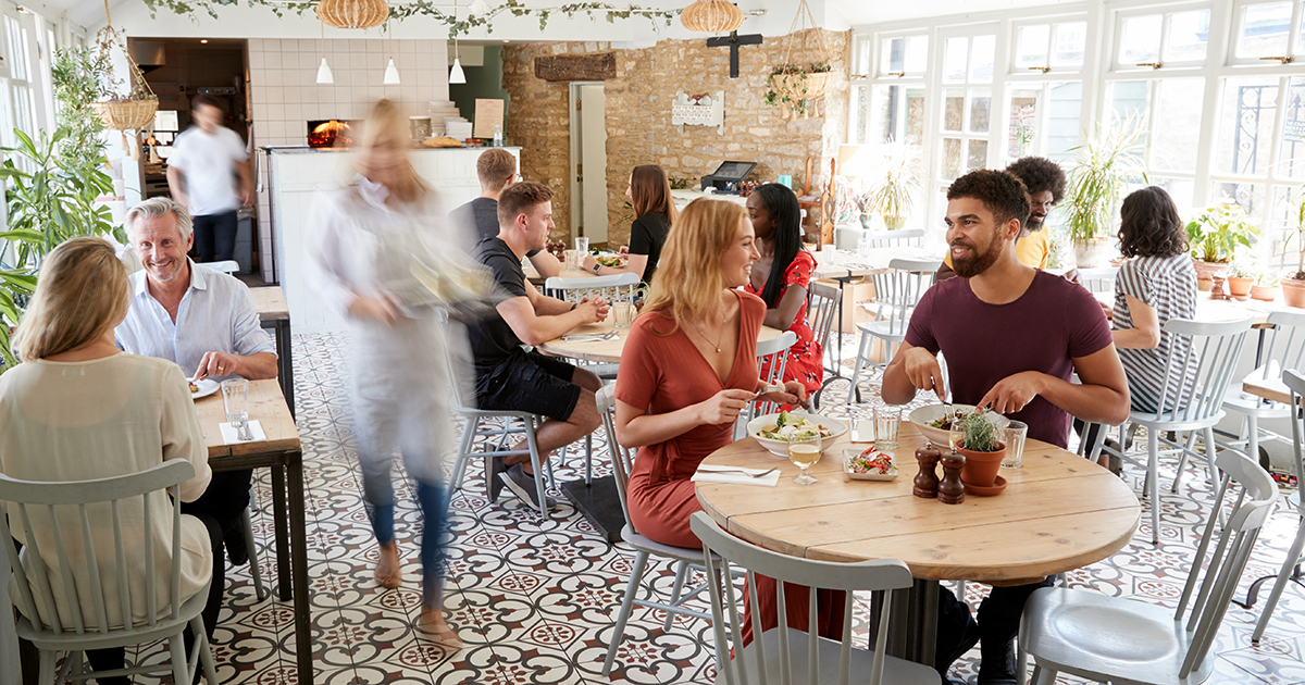Busy restaurant setting