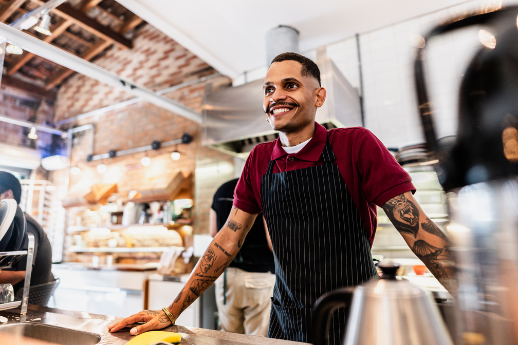 Restaurant owner in kitchen