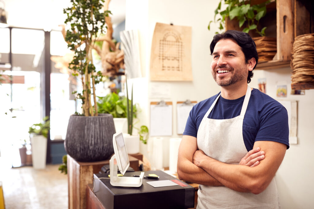 Small business owner smiling